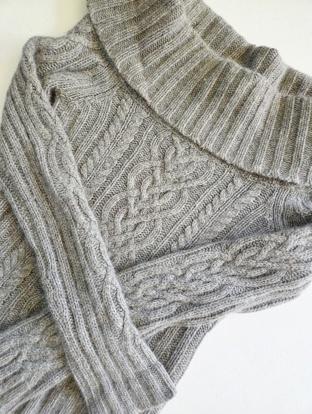 Abercrombie & Fitch Cable Knit Cowl Neck Sweater - Grey - Size Large